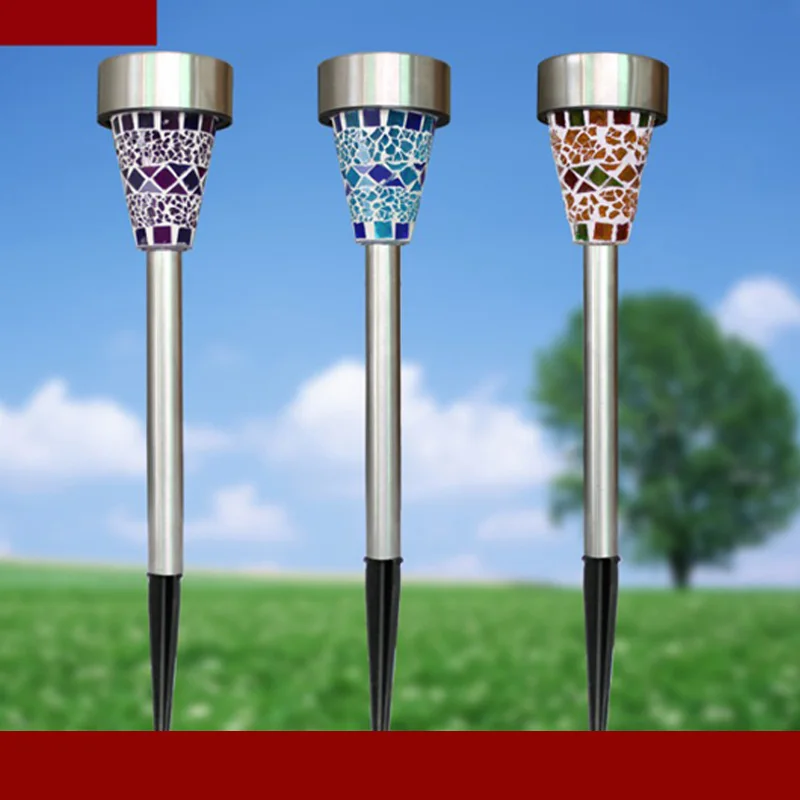 LED Solar Lamp Outdoor Mosaic LED Solar Lawn Light For Garden Decoration Outdoor Waterproof IP65 Bollard Solar Stick Lights  (13)