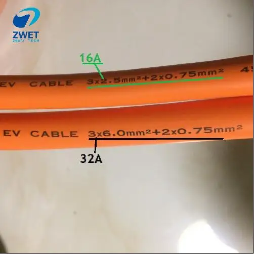 J1772 EVSE зарядное устройство кабель 5 м/3*2,5 мм2+ 2*0,75 мм2 Для 16Amp/3*6 мм2+ 2*0,75 мм2 Для 32Amp/IEC62196TUVor CE кабель 5 м ZWET