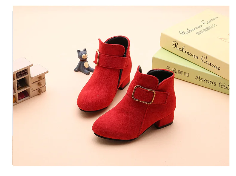 Children Shoes Girl Leather Boots Spring New Princess Ankle Zip Boots Girl Fashion Spring Shoes Kid Shoes For Girl Short boots