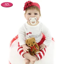 NPK 55CM Silikon Reborn Mädchen Baby Puppe Spielzeug für Mädchen Lebensechte Prinzessin Kleinkind Neugeborenen Babys Boneca Realista Menina Brinquedo(China)
