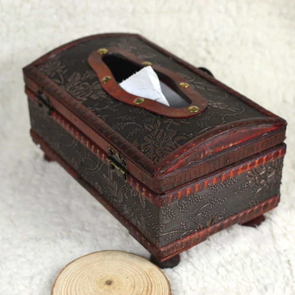 Прямоугольный Ретро деревянный бумажный чехол, коробка для салфеток, держатель для салфеток, домашний декор