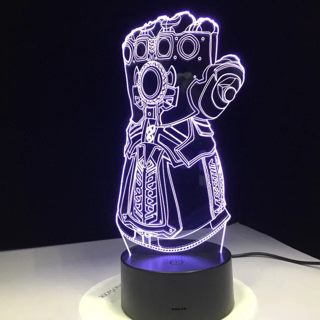 Thanos Infinity Gauntlet Avengers Infinity War Gloves 3D Night lights LED Changing 3D Novelty Light Creative Desk lamp Drop Ship