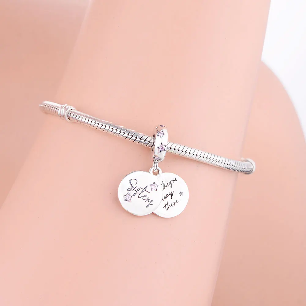 Fit браслет Pandora стерлингового серебра 925 Forever Sisters Красивая подвеска из бисера для женщин ожерелье подвеска «сделай сам» ювелирные изделия