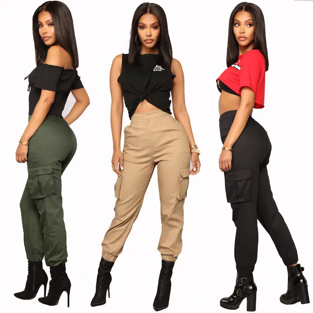 

Hirigin Women Casaul High Waist Solid Pockets Slim Stretchy Binding Feet Pants Jeggings Pencil Pants Trousers