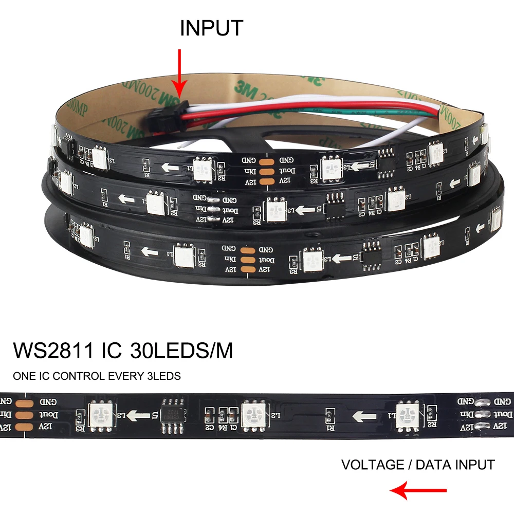 Цвет Мечты Светодиодные ленты с 21Key удаленные Bluetooth/музыка контроллер 12 В WS2811 полосы пикселей RGB свет IP30 1 м/2 м/3 м/4 м/5 м