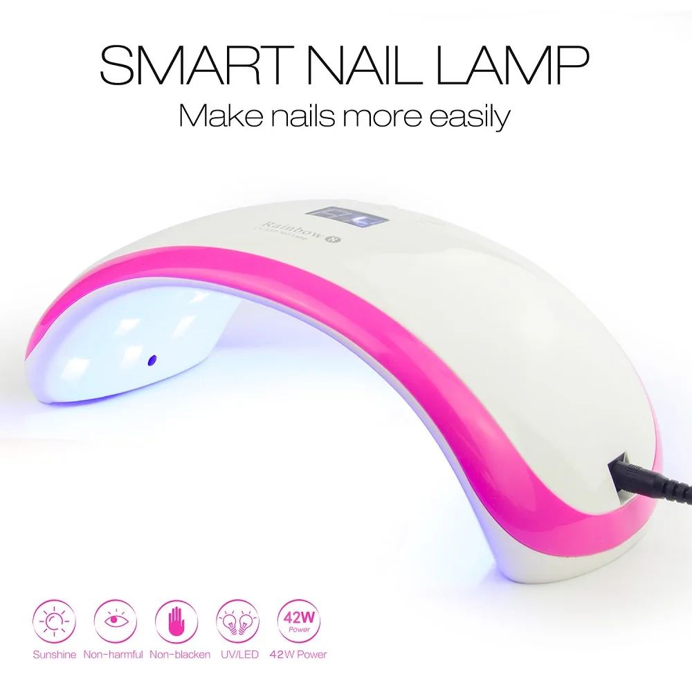 

42W UV LED Nail Lamp Rainbow8 Smart 21 LEDs Nail Dryer Curing Machine for Drying Manicure Fingernail Toenail Art Gel Polish