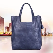 2016 New Soft Leather None Vintage Handbag Handmade Solid Women Totes Genuine Real Cowhide Shoulder Bag Big Laptop Bags