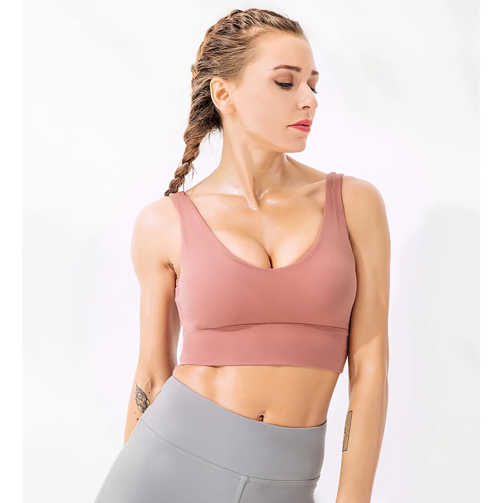 

High Impact Sports Bra Padded Women Fitness Workout Gymwear Push Up Shockproof Crop Top Breathable Activewear Sexy Backless Tops
