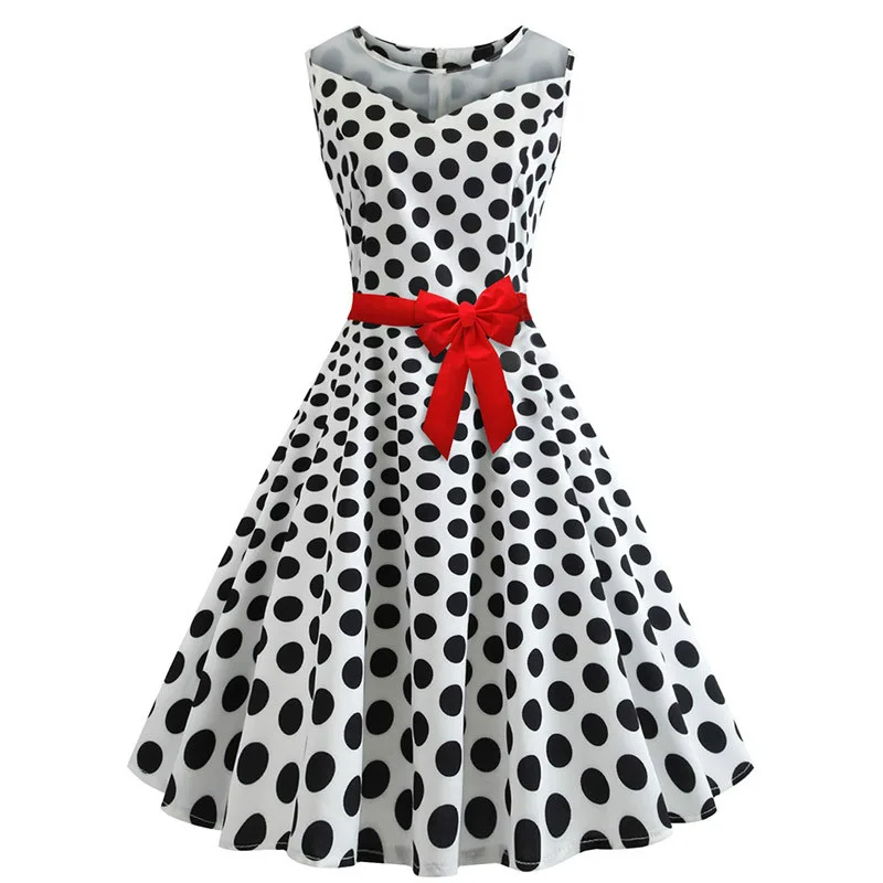 

Robe ete 2018 Summer Women Polka dot Dress 1950s 60s Robes Vintage Pin up Swing Rockabilly Dress Elegant Party Dresses Vestidos