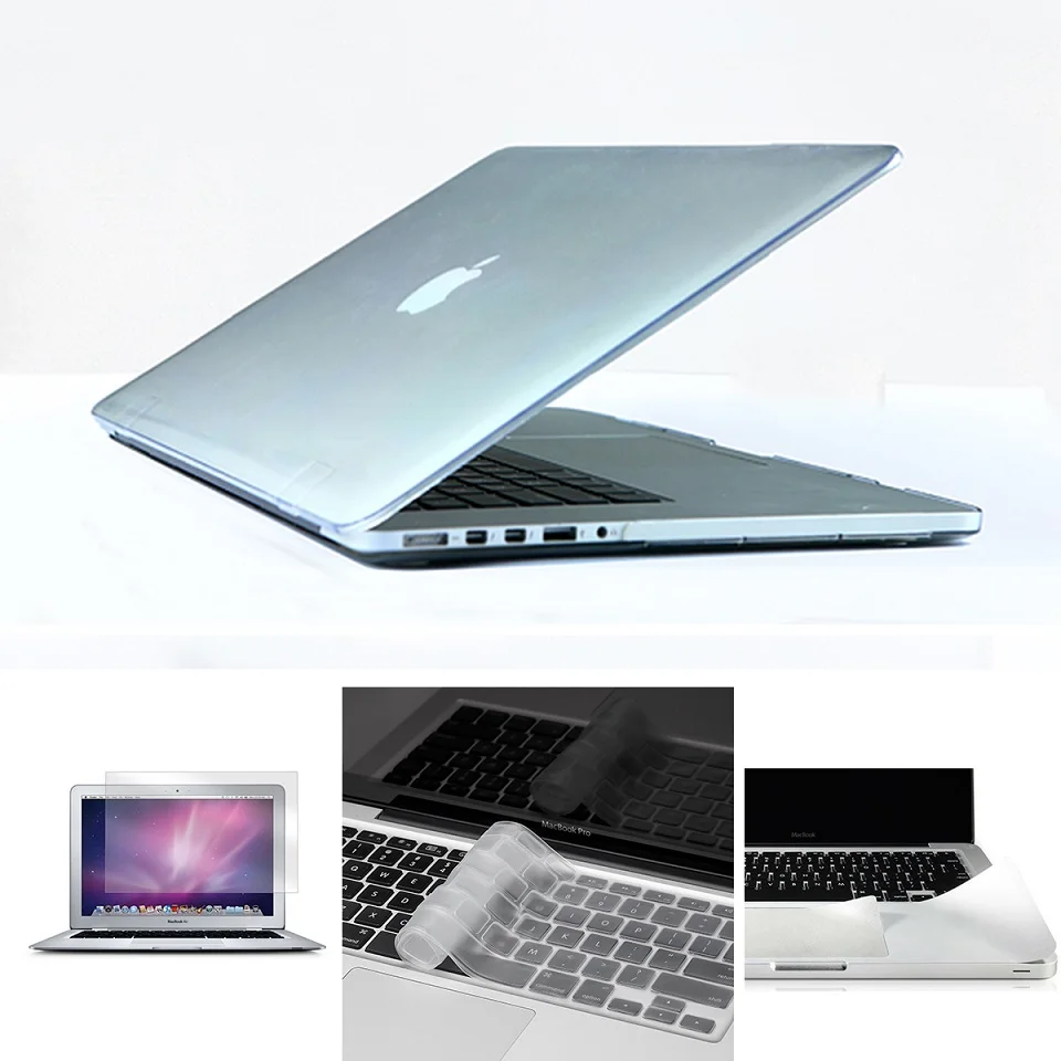 Кристально чистый чехол для Macbook Air Pro retina 11 12 13 15 сумка для ноутбука для Mac чехол для книги+ крышка клавиатуры+ защита экрана+ защита - Цвет: Crystal Clear