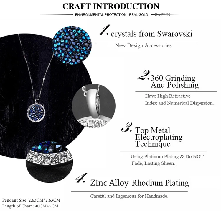 BAFFIN роскошные оригинальные кристаллы от Swarovski Макси круглый кулон ожерелье Серебряный цвет для женщин вечерние аксессуары для свадьбы подарки