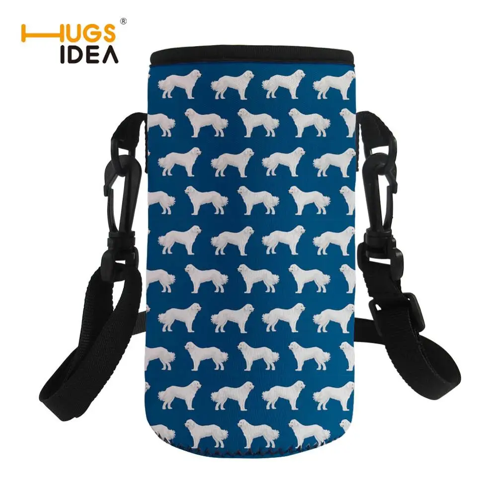 

HUGSIDEA 500ML Pyrenees Dog Print Sport Water Bottle Holder Insulated Neoprene Water Bottle Cover Bags Strap Shoulder Pouch Blue