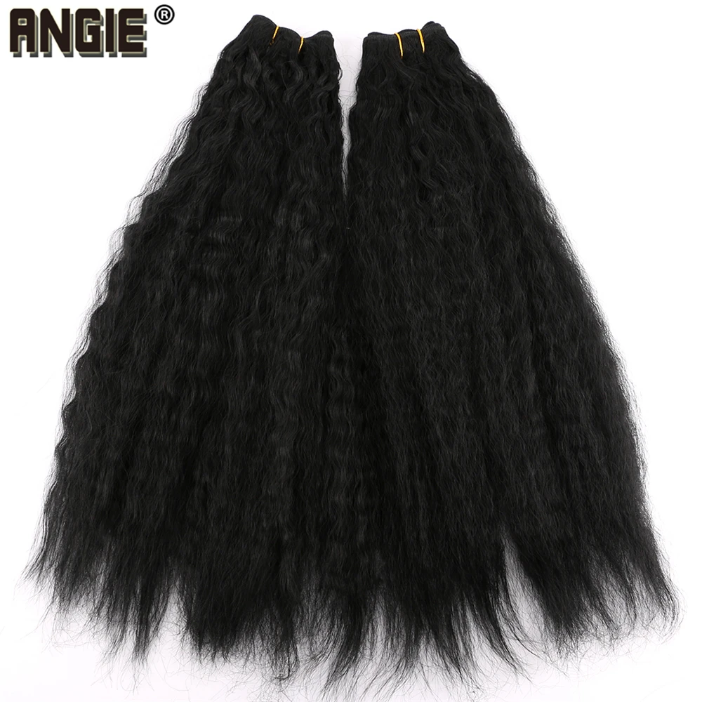 Resistente ao Calor Pacote de 2 Angie Cabelo Sintético Liso Tranças Preto Tecido 16 18 20
