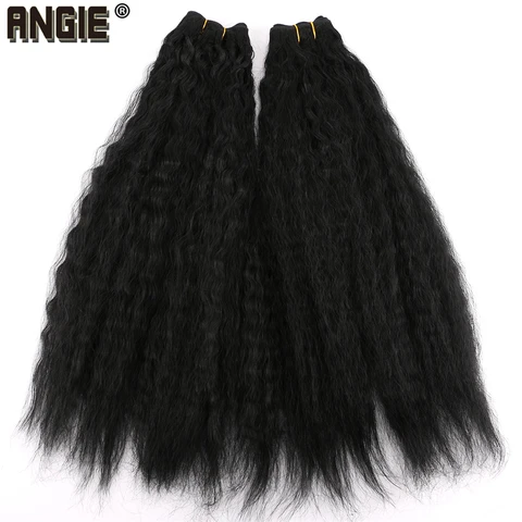 Resistente ao Calor Pacote de 2 Angie Cabelo Sintético Liso Tranças Preto Tecido 16 18 20