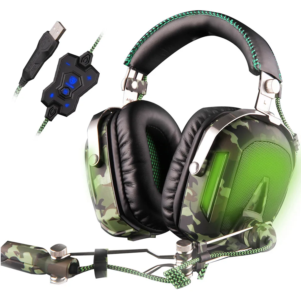 Игровые наушники SADES A90 Pilot с объемным звуком USB 7 1 цветов подсветкой|Наушники и