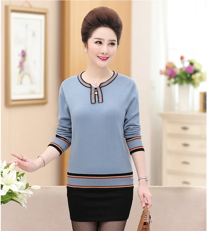 

Middle-Aged Mother Thick Turtleneck Wool Sweater Pullover Print Warm Sweater Female Plus Size Womens Clothing T239