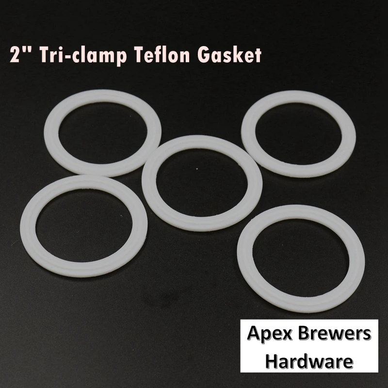 2 "Tri clamp Teflon Gasket, Gasket PTFE, Putih untuk Sanitary Ferrule
