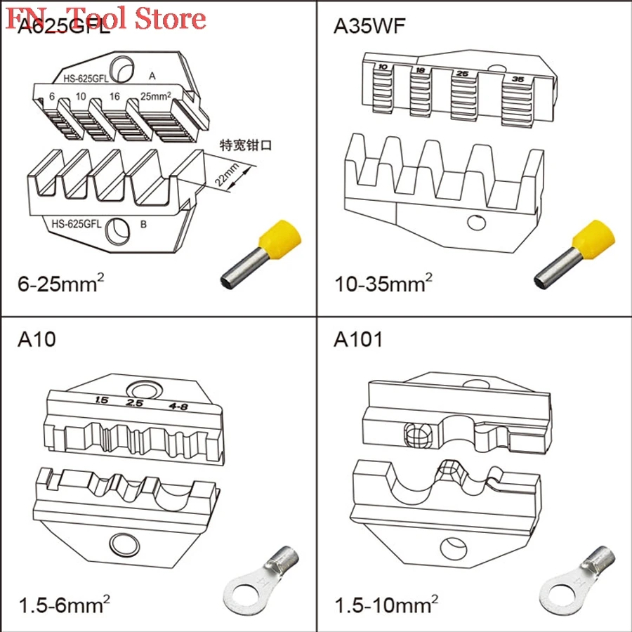1 шт. набор штампов для пневматических обжимных инструментов и EM-6B2 FEK-06M электрических обжимных инструментов и ручной инструмент типа HS