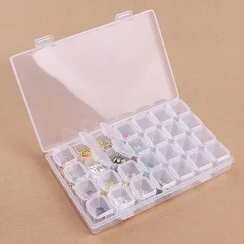 

28 Slots Empty Plastic Storage Box Nail Art Rhinestone For Jewelry Storage Beads Display Container Case For Woman