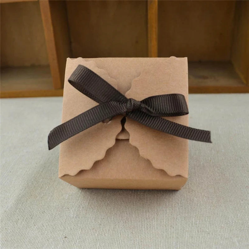 50 шт. винтажная Ретро белая/крафт-бумага мини-коробка DIY Свадебная подарочная коробка маленькая коробка для торта упаковка с лентой