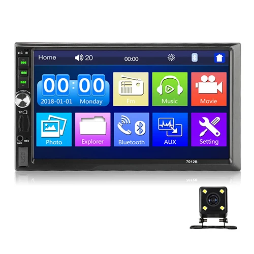 Автомагнитола Bluetooth 2 din автомобильный радиоприемник Поддержка BT/FM/AUX-IN/USB Реверсивный Обнаружение дистанционного управления автомобильный стерео аудио плеер - Цвет: MP5 with 4 led cam