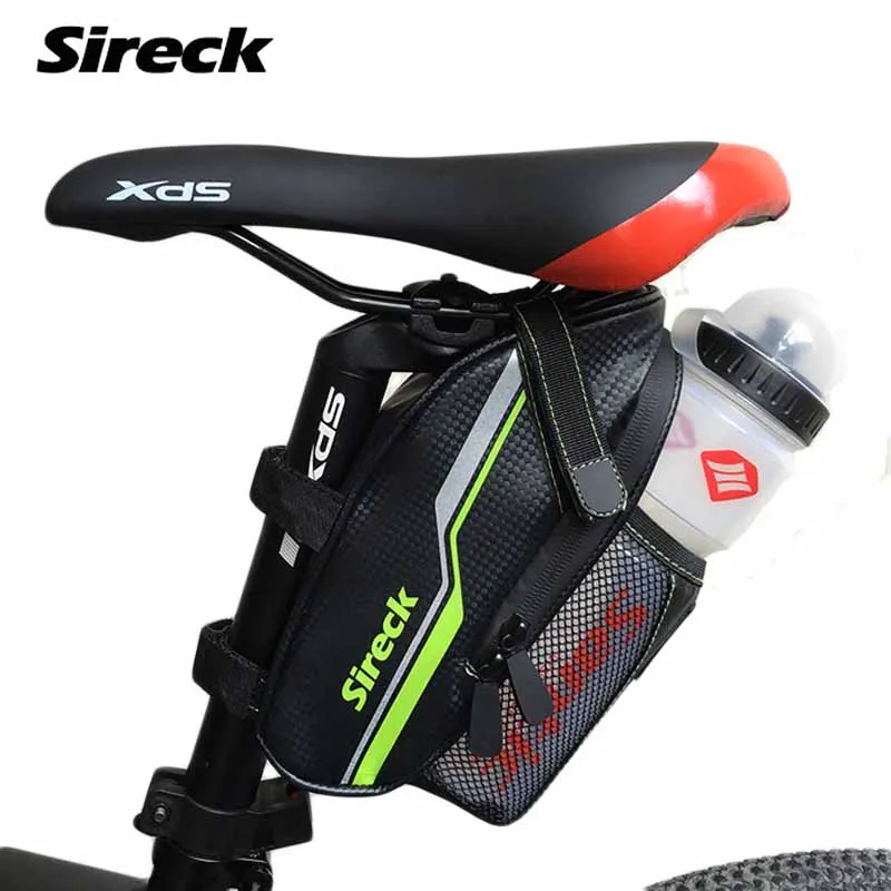 Sireck велосипедная Сумка водонепроницаемая велосипедная седельная сумка с карманом для бутылки с водой Светоотражающая велосипедная задняя седельная сумка Аксессуары для велосипеда - Цвет: Черный