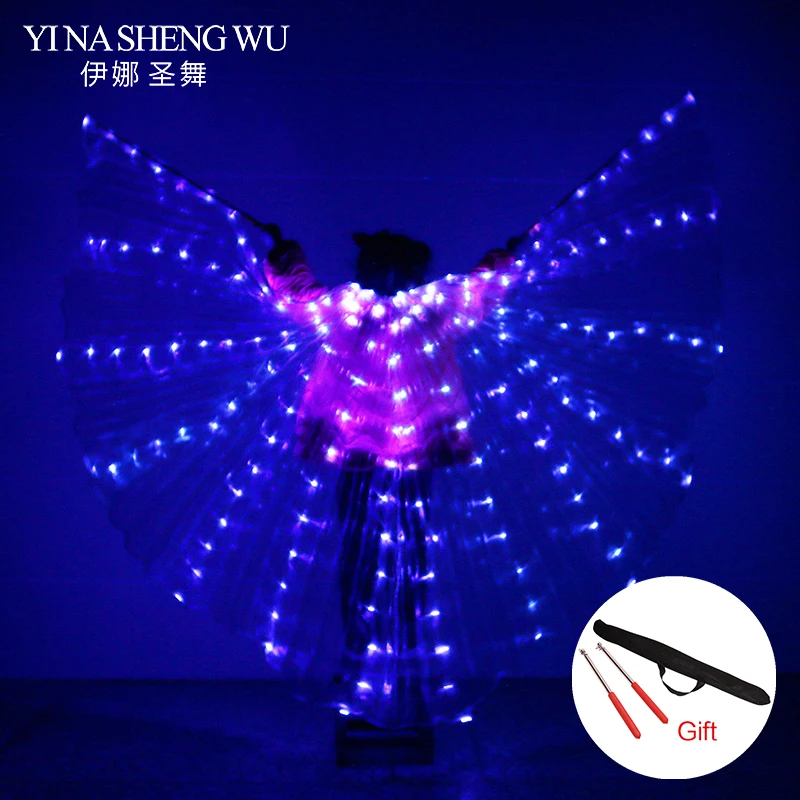 

2018 Children LED Light Isis Wings Belly Dancing 360 Degree Egyptian Stage Performance New Arrival Kids DJ LED Wings With Sticks