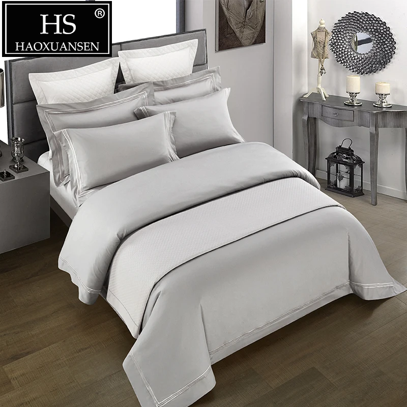 Luxury 100 Natural Cotton Hypoallergenic Quilt Cover Set Gray 80s