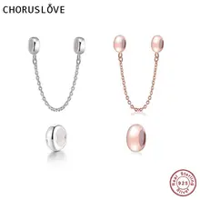 Choruslove 925 пробы Серебряная безопасная цепочка с серебряными резиновыми пробками бусины подходят Pandora оригинальные браслеты SS2024