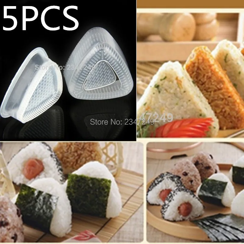 

5 set Transparent Practical Kitchen Decorating Sushi Onigiri Mold Food Press Triangular Form Rice Ball Kitchen Accessories