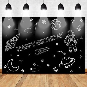

Neoback Outer Space Astronaut Birthday Backdrop for Photography Planets and Stars Rocket Spaceship Space Exploration Background