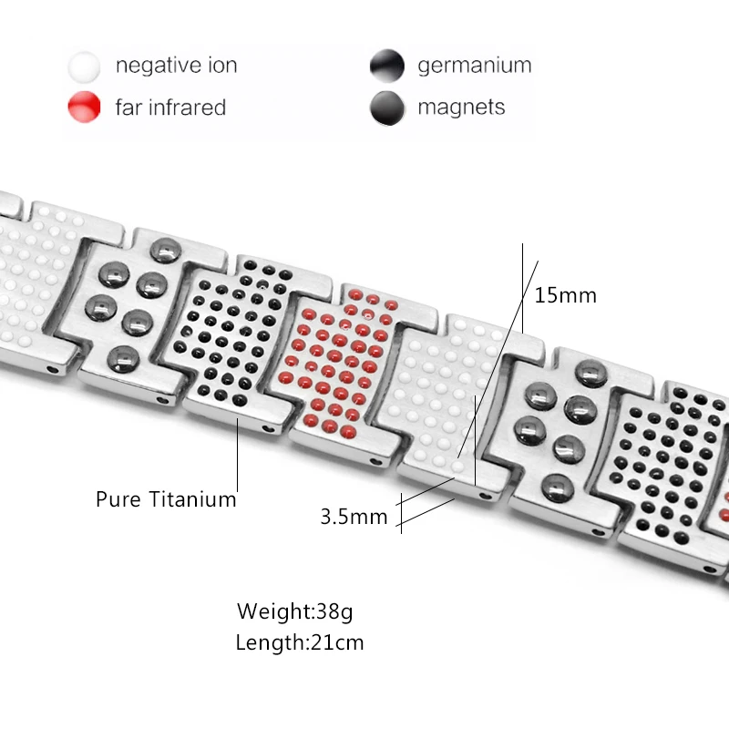 Vivari Мужской Магнитный браслет для здоровья для мужчин посеребренный чистый титановый браслет магнитный Ион Германий Far Infar красные браслеты