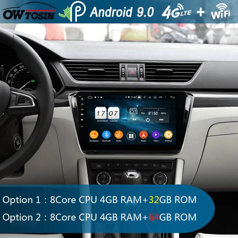 Cheap Android 9.0 Octa Core 10.1"IPS 4GB RAM+64GB ROM Car Radio GPS Player For Skoda Superb 2015 2016 DSP CarPlay Parrot BT Adas 0