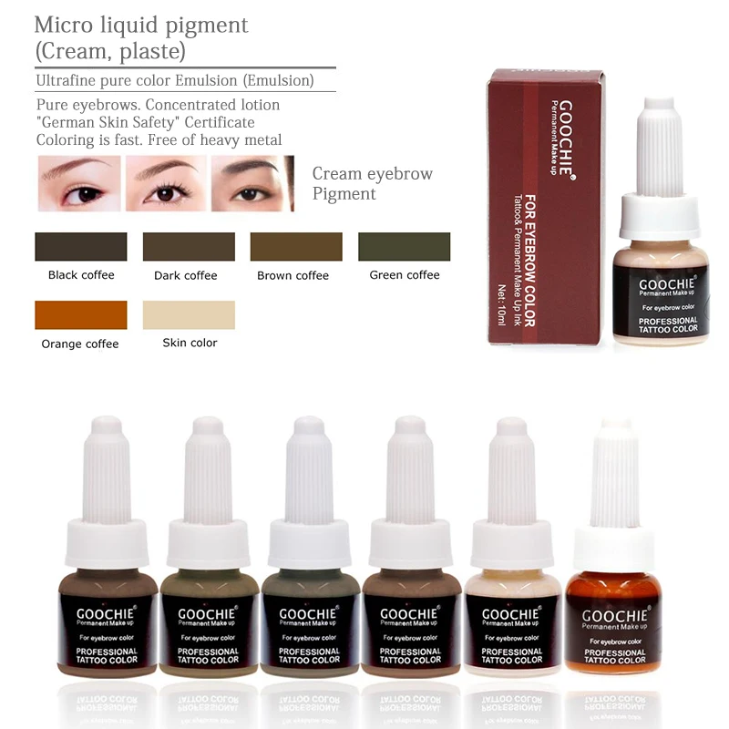 6 colors GOOCHIE Microblading pigment 10g/pcs Permanent Makeup eyebrow Pigment tattoo ink for machine |