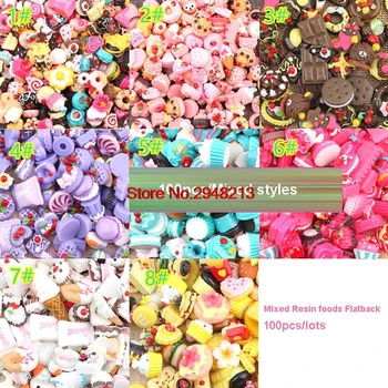 

Mixed Resin foods Flatback Cabochon Hair Bow Center DIY Decoration Scrapbooking 100pcs REC01