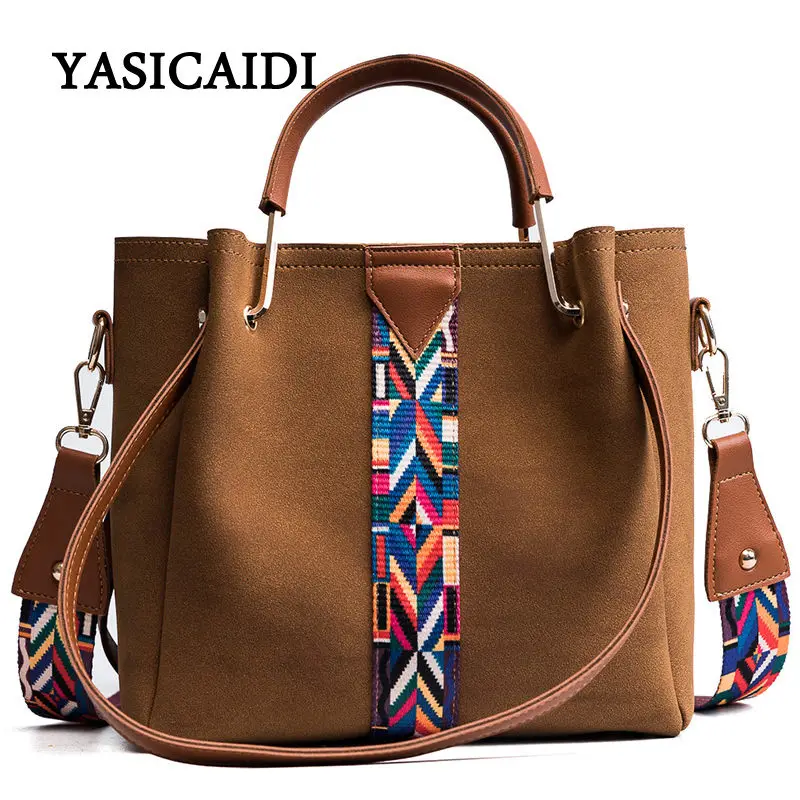 

Colorful Strap Bucket Crossbody Bag High Quality Pu Leather Tote Bag Women Handbags Bags Famous Brand Designer Lady Bag