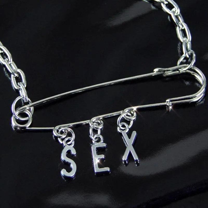 Индивидуальное DIY ожерелье с первоначальным буквенным принтом в стиле рок, панк, безопасная булавка, Угловое колье, 3 или 5 слов, заказное ожерелье, подвеска, подарки - Окраска металла: letter sex choker