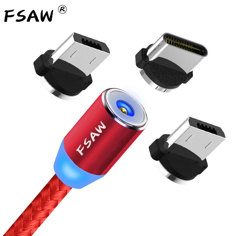 

FSAW Magnetic USB Cable USB Type C Cable Fast Charging Magnet Charger Data Charge Micro USB Cable Mobile Phone Cable USB Cord