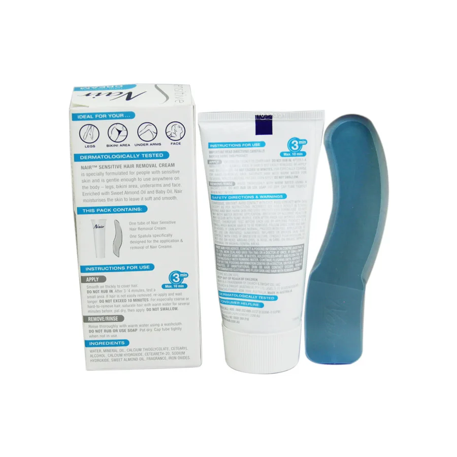 Австралийское Nair чувствительное удаление волос Cream75g мягкое и быстрое вокруг