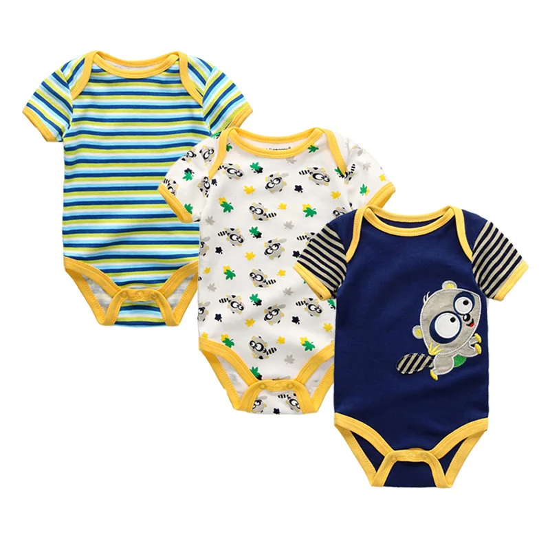 Летняя одежда для новорожденных мальчиков; Roupas de bebe; хлопковый Детский комбинезон с короткими рукавами; Детский комбинезон с героями мультфильмов - Цвет: yellow 3090