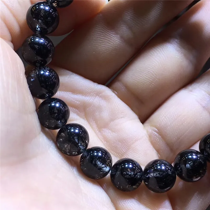Natural Black Hair Rutilated Quartz Stone Bracelet (3)