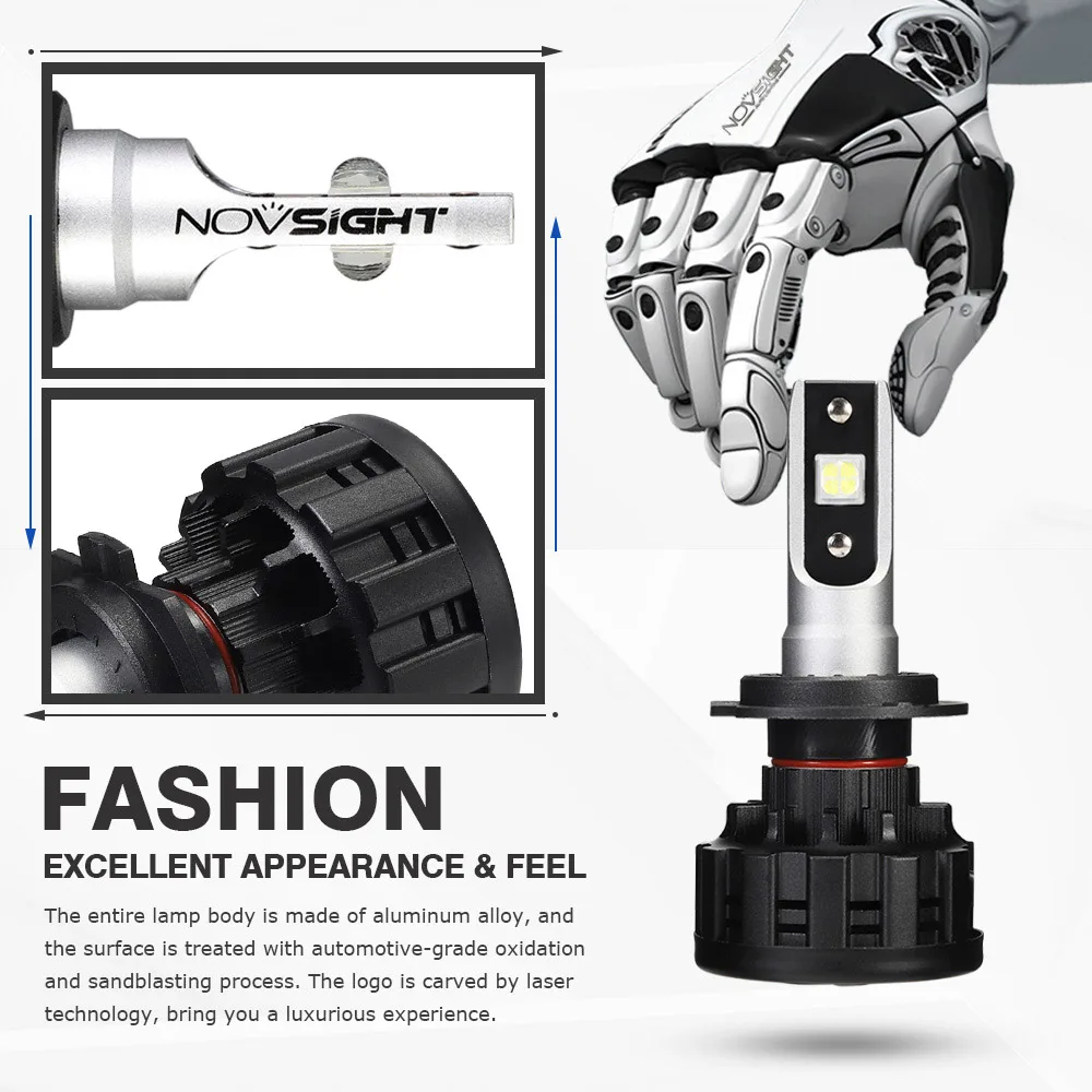 NOVSIGHT H4 светодиодный H7 H11 H8 9006 HB4 H1 H3 HB3 H9 H13 9007 HB3 9003 HB2 Автомобильные фары для авто светодиодный светильник 18000LM 6500K 12V