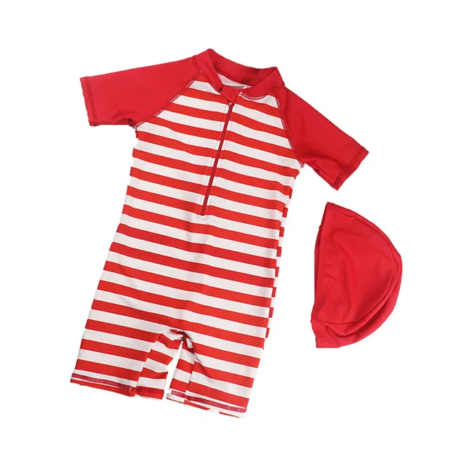 Boys Swimwear One Piece Red Print Bathing Suit for Babies Swimsuits for