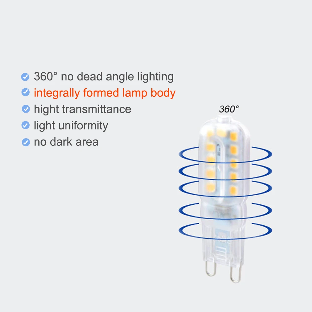 Светодиодная мини лампа G9 220 В 110 SMD 2835 диммируемая светодиодная