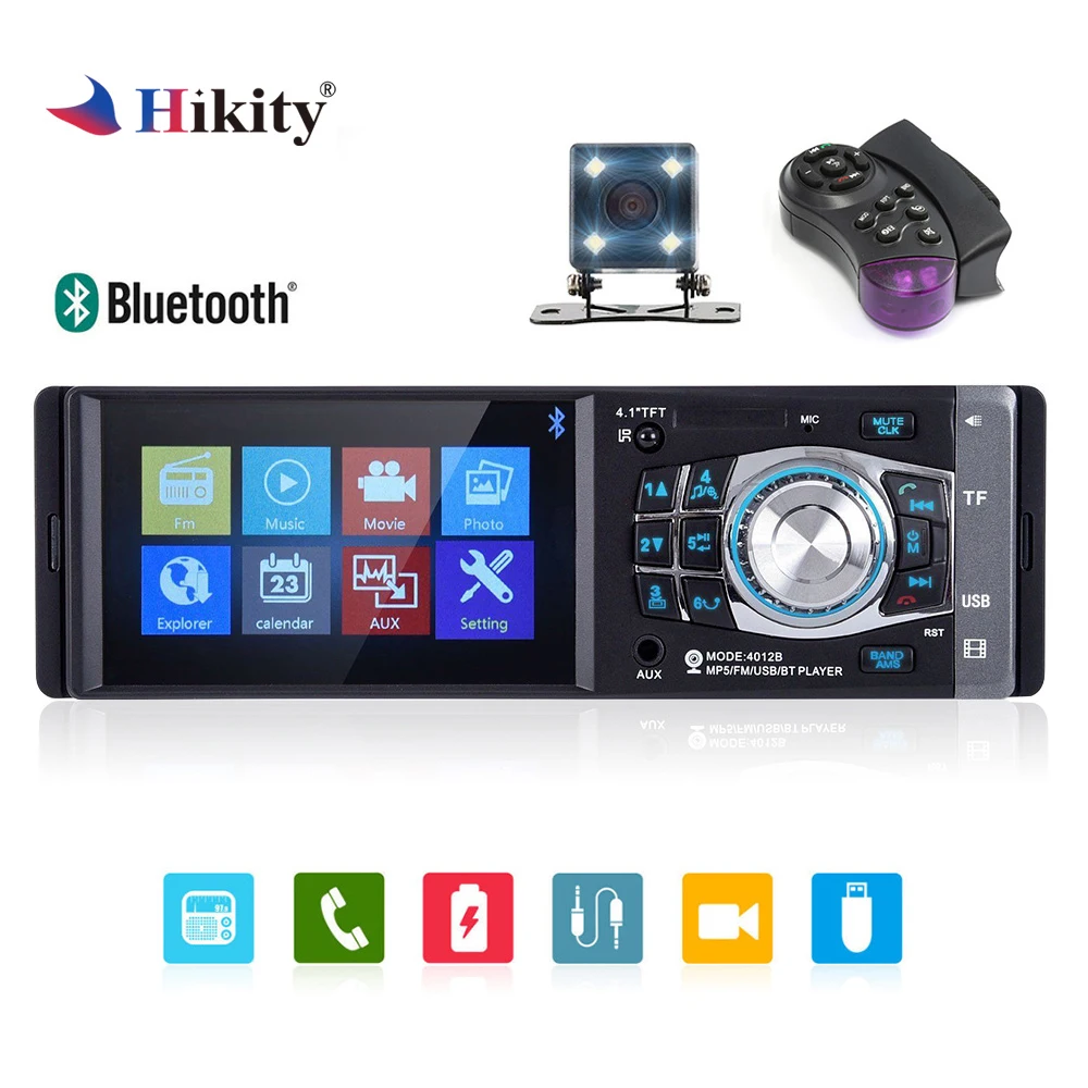 Hikity 4012B 4 1 inch 1 Din Car Radio Auto Audio Car Stereo FM Bluetooth Support