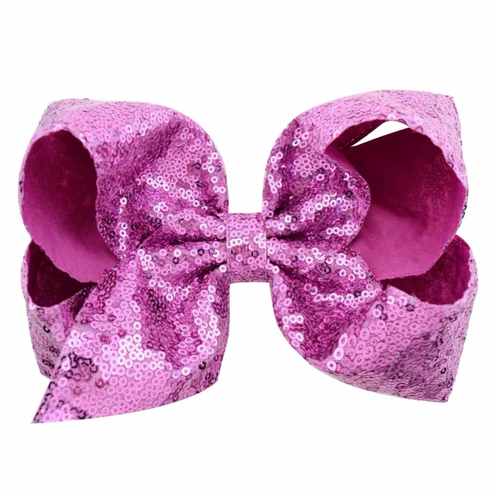 

20Color 8'' Colorued Stitching Glitter Sequin Bows with Dots Rainbow Color Hairpin Girls Large Bow Clip Gift Hair Accessorie 812