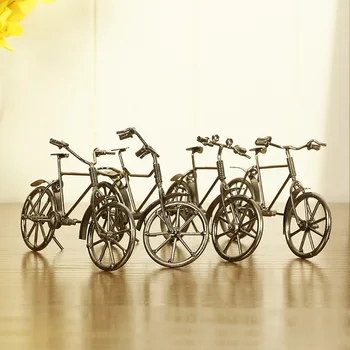 

Vintage Bicycle Figurine Miniatures Antique Bike Model Metal Crafts Home Decor Children Birthday Toy Gifts Send Style Randomly