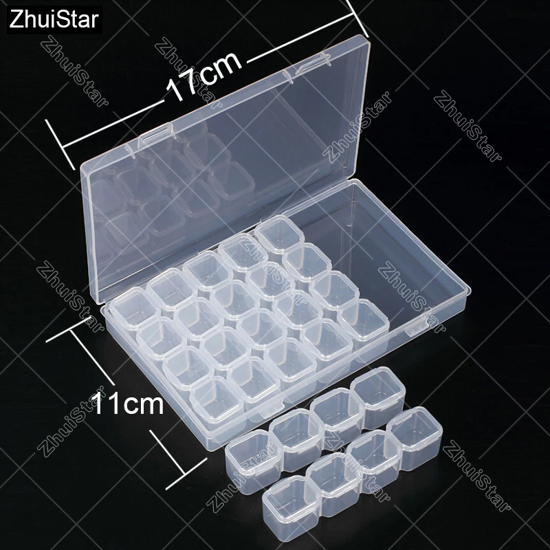 

28 Slots Diamond Embroidery Box Diamond Painting Accessory Case Clear plastic Beads Display Storage Boxes Cross Stitch Tools xsh