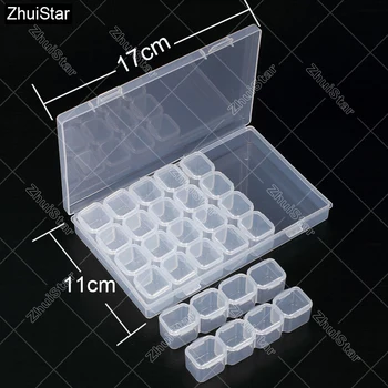 

28 Slots Diamond Embroidery Box Diamond Painting Accessory Case Clear plastic Beads Display Storage Boxes Cross Stitch Tools xsh