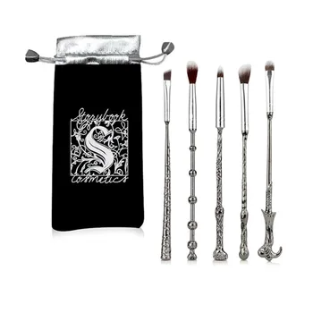 

Cartoon 5pcs Black Metal Brush Complete Foundation Blending Power Eyeshadow Makeup Brushes Set Cosmetic Beauty Make Up Tool